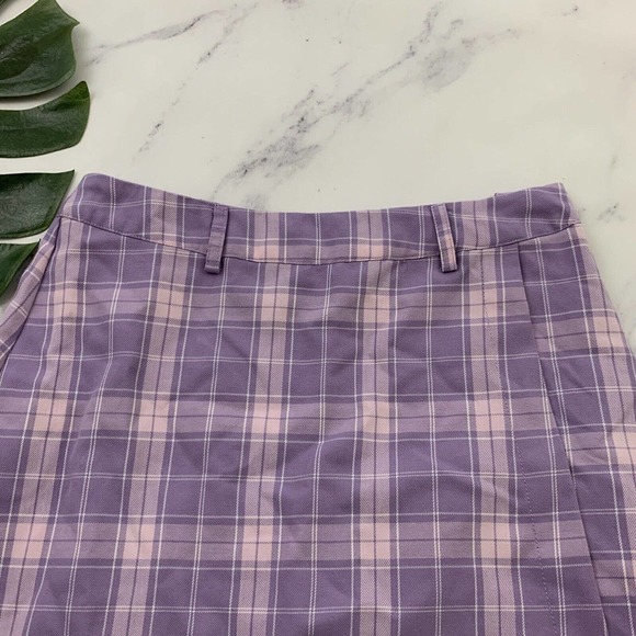 Hot Topic Plaid Mini Skirt Size S Purple Pink Pleated Retro Clueless Short - Picture 2 of 9